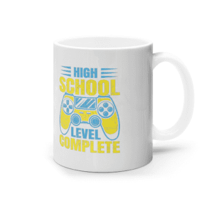 Cană ceramică albă „High school level complete”