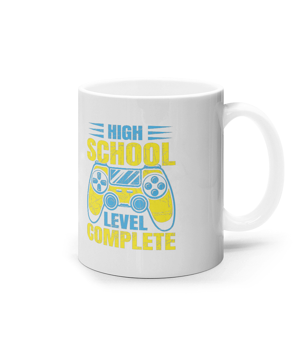 Cană ceramică albă „High school level complete” - imagine 2