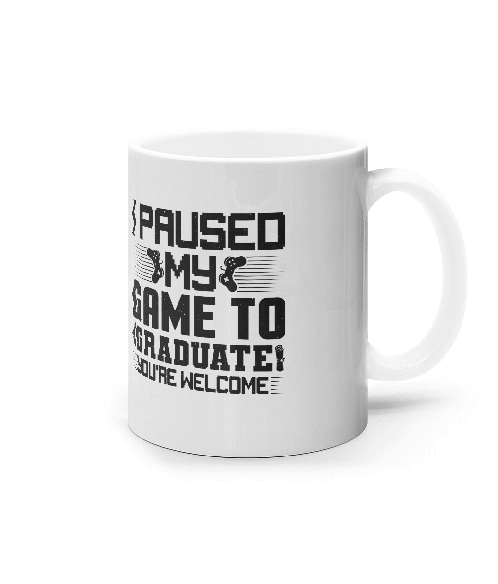 Cană ceramică albă „I paused my game to graduate” - imagine 3