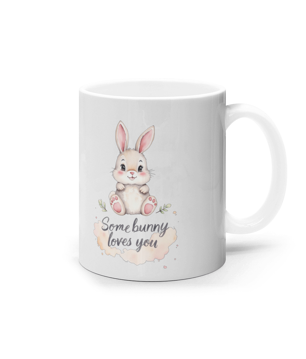 Cană ceramică albă „Somebunny loves you” - imagine 3