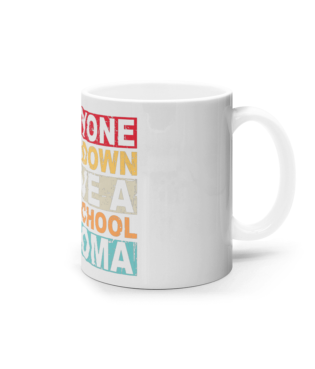 Cană ceramică albă „Everyone calm down, I have a high school diploma” - imagine 3