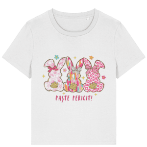 Tricou damă „Paște fericit 3 iepurași”