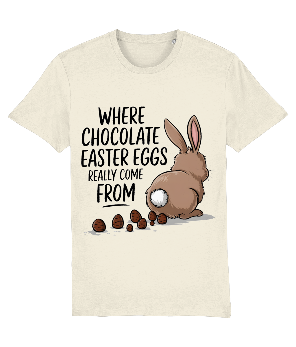 Tricou barbati Where chocolate easter eggs really come from cadou amuzant personalizat de Paste