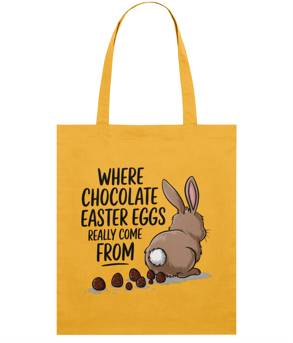 Sacoșă din bumbac „Where chocolate Easter Eggs really come from” - imagine 3