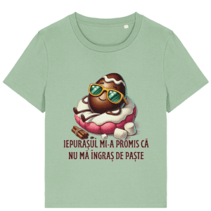 Tricou damă „Iepurașul mi-a promis că nu mă îngraș de Paște”