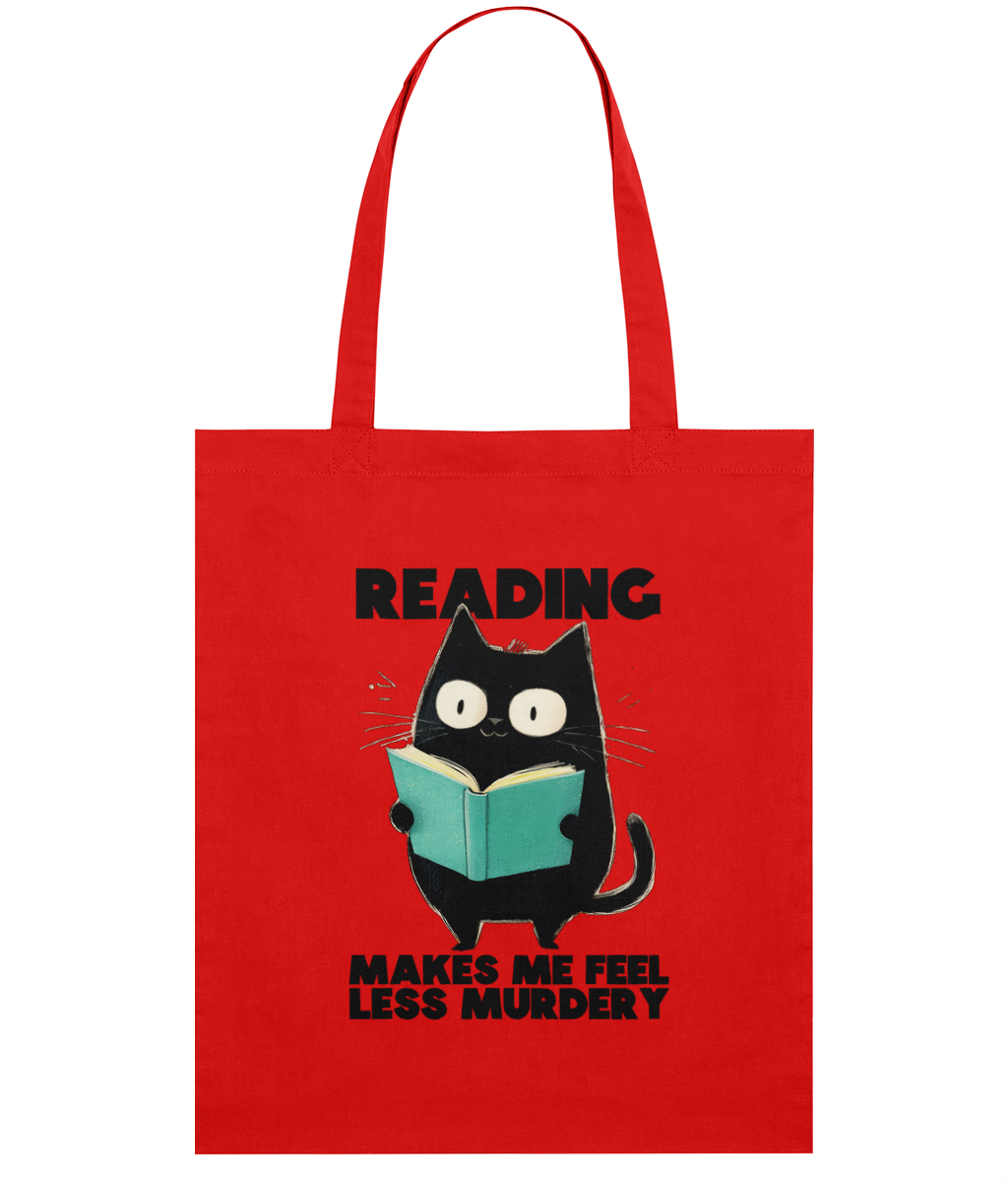 Sacoșă din bumbac „Reading makes me feel less murdery” - imagine 3