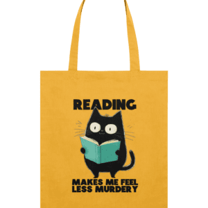 Sacoșă din bumbac „Reading makes me feel less murdery”
