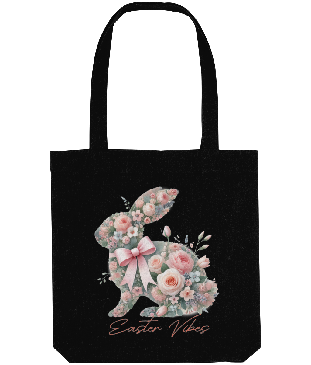 Sacoșă din bumbac „Iepuraș cu flori de primăvară” - imagine 4