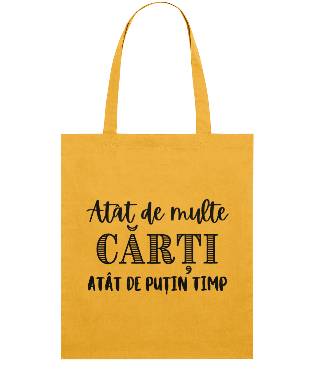 Sacosa din bumbac cadou personalizat pentru iubitorii de carti si lectura Atat de multe carti, atat de putin timp