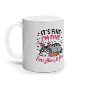 Cană ceramică albă „Everything is fine”