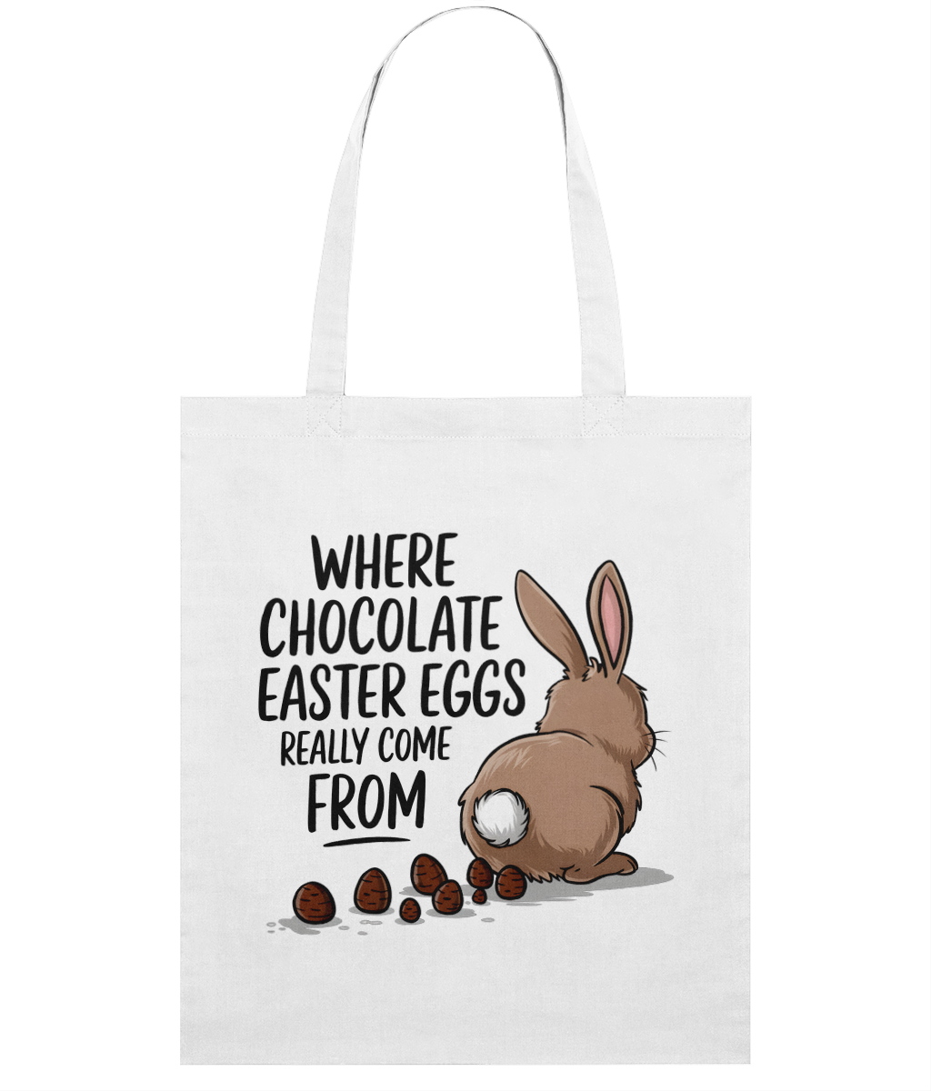 Sacoșă din bumbac „Where chocolate Easter Eggs really come from” - imagine 2