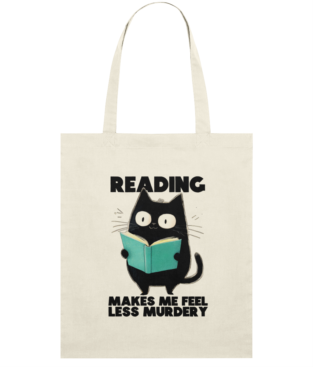 Sacoșă din bumbac „Reading makes me feel less murdery” - imagine 4