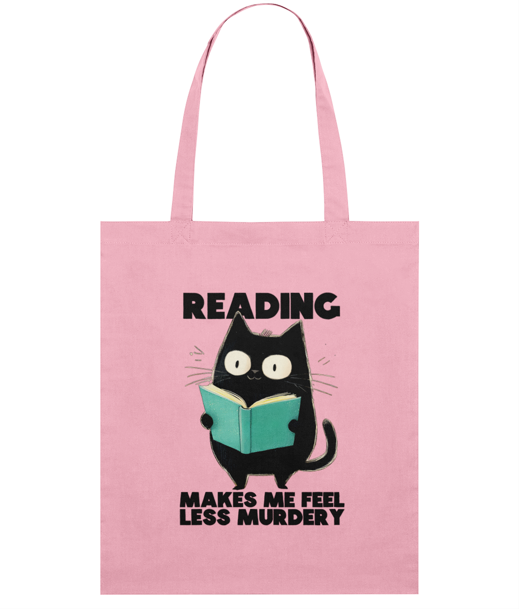 Sacoșă din bumbac „Reading makes me feel less murdery” - imagine 5