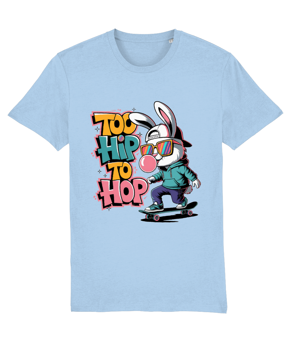 Tricou barbati too hip to hop cadou amuzant personalizat de paste pentru iubitorii de skateboard