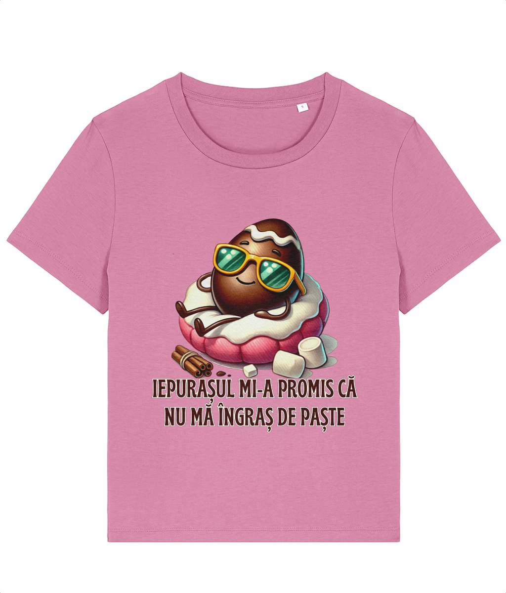 Tricou dama Iepurasul mi-a promis ca nu ma ingras de Paste cadou amuzant personalizat