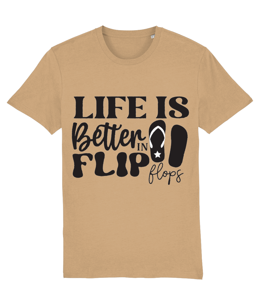 Tricou barbati life is better in flip flops pentru iubitorii de mare soare nisip plaja