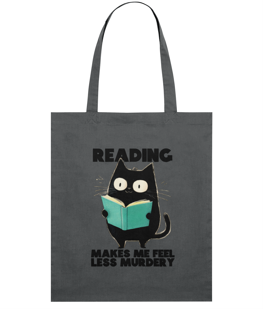 Sacoșă din bumbac „Reading makes me feel less murdery” - imagine 7