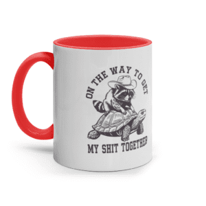 Cană ceramică colorată „On the way to get my shit together”