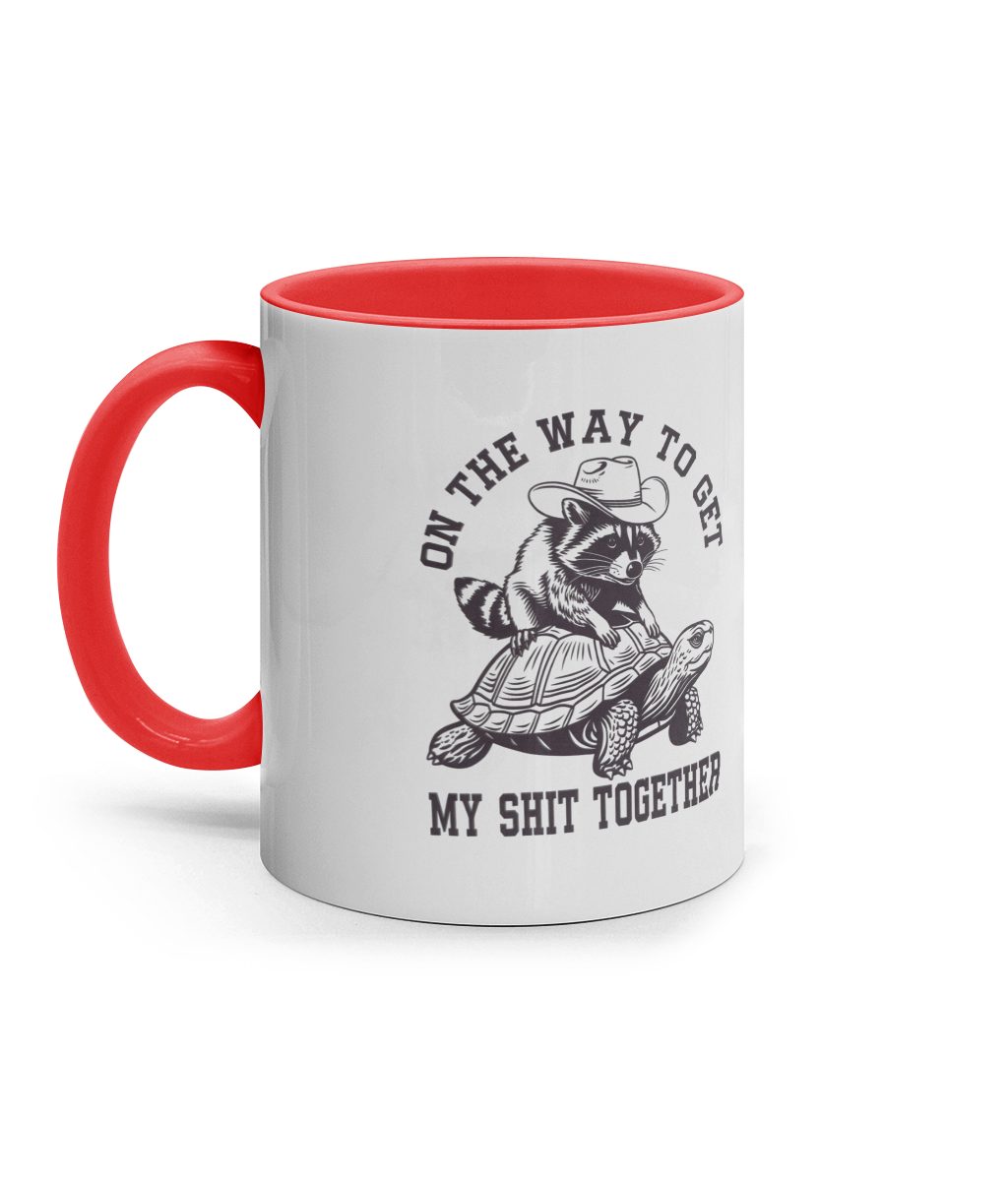 Cana ceramica colorata pentru iubitorii de sarcasm si deumor cadou personalizat amuzant On my way to get my shit together