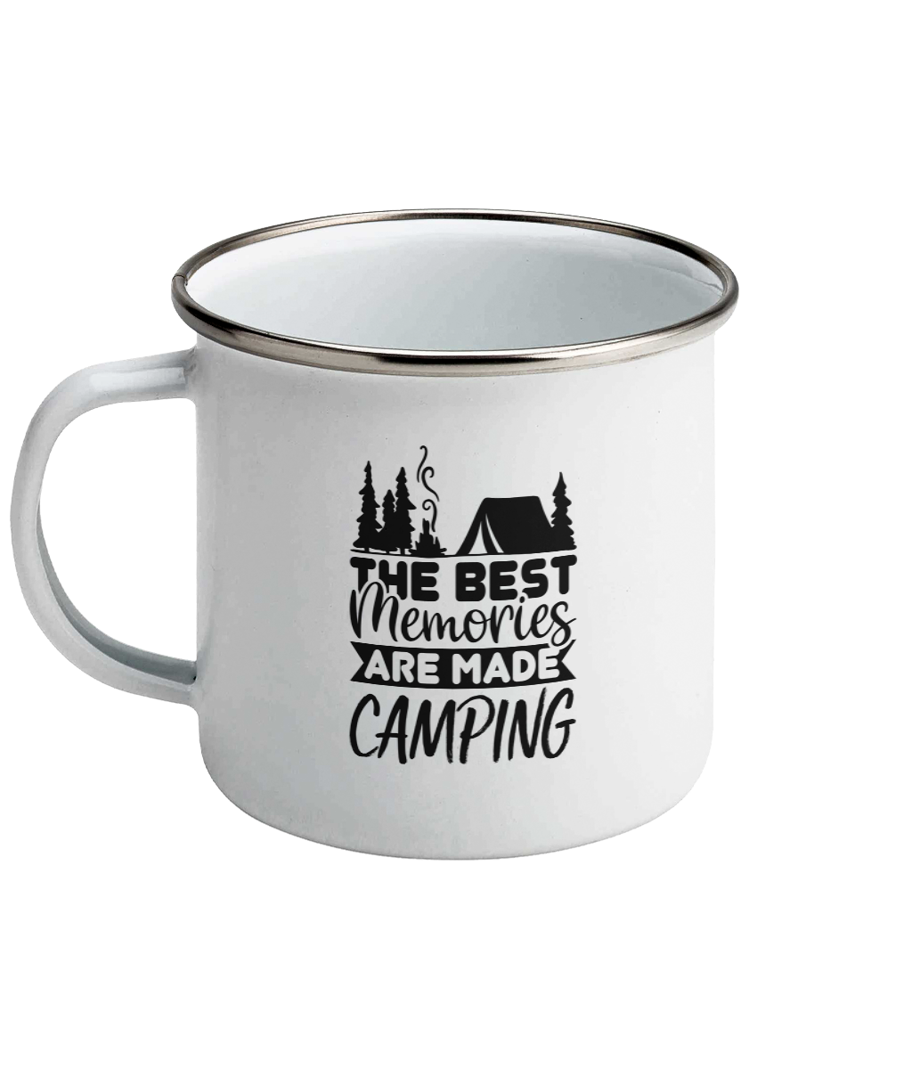 Cana emailata Best memories are made camping cadou personalizat pentru iubitorii de camping, drumetii, natura, mers cu cortul