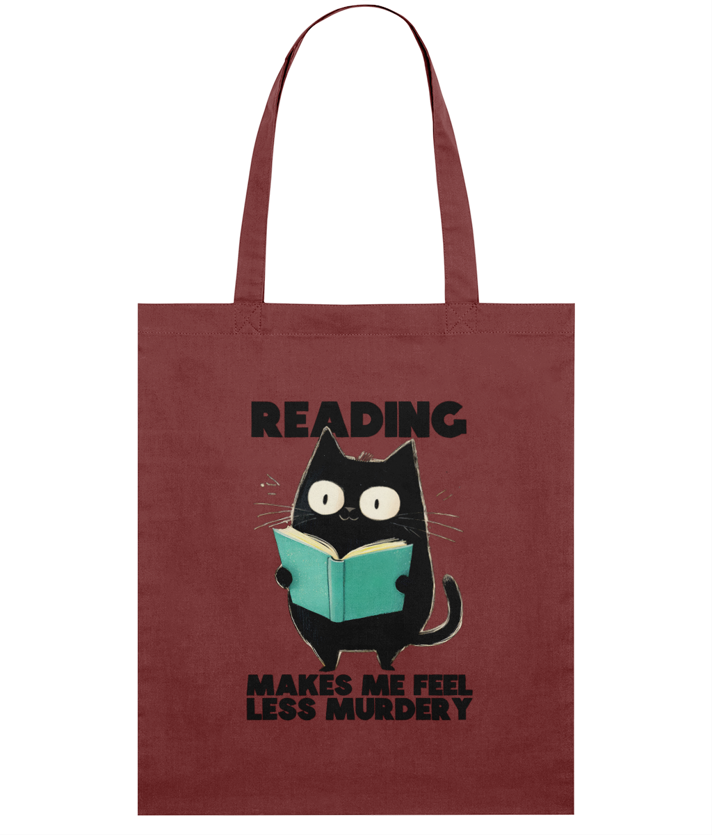 Sacoșă din bumbac „Reading makes me feel less murdery” - imagine 6