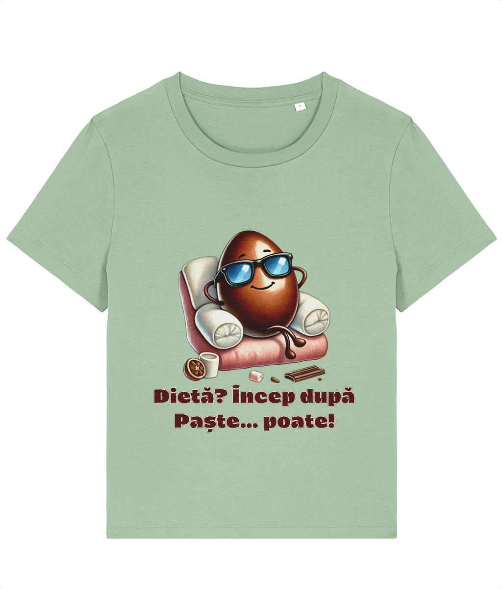 Tricou dama dieta incep dupa Paste poate cadou amuzant personalizat de iepuras