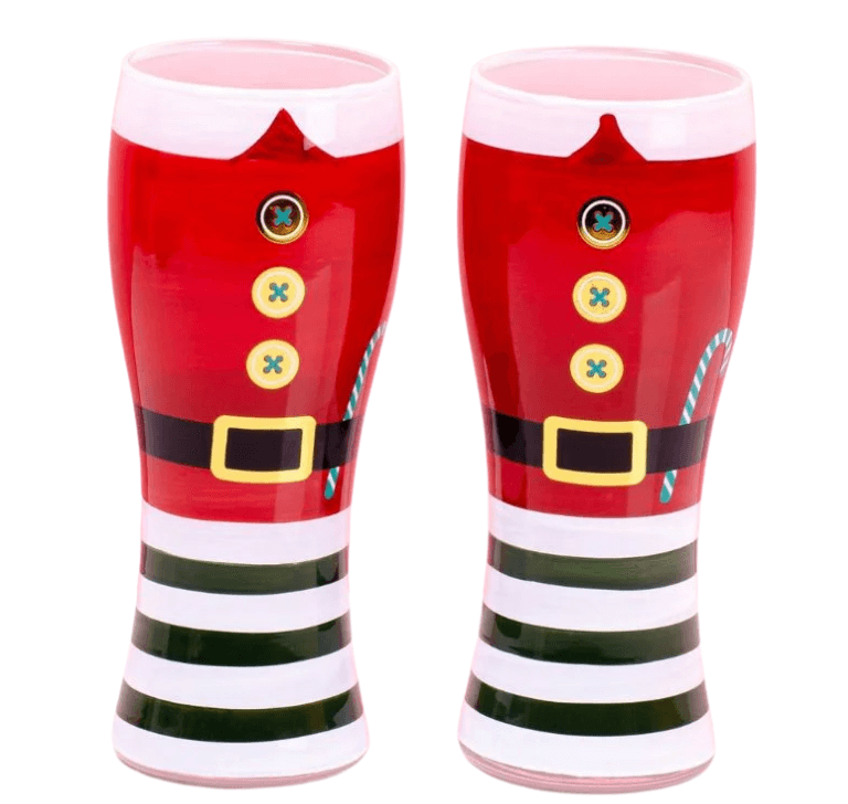 Set 2 Pahare de Bere – Costumul lui Moș Crăciun, cadoul perfect pentru sărbători!