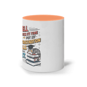 Cană ceramică colorată „Time to put my procrastination skills to test”