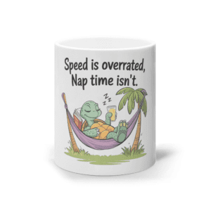 Cană ceramică albă „Speed is overrated”