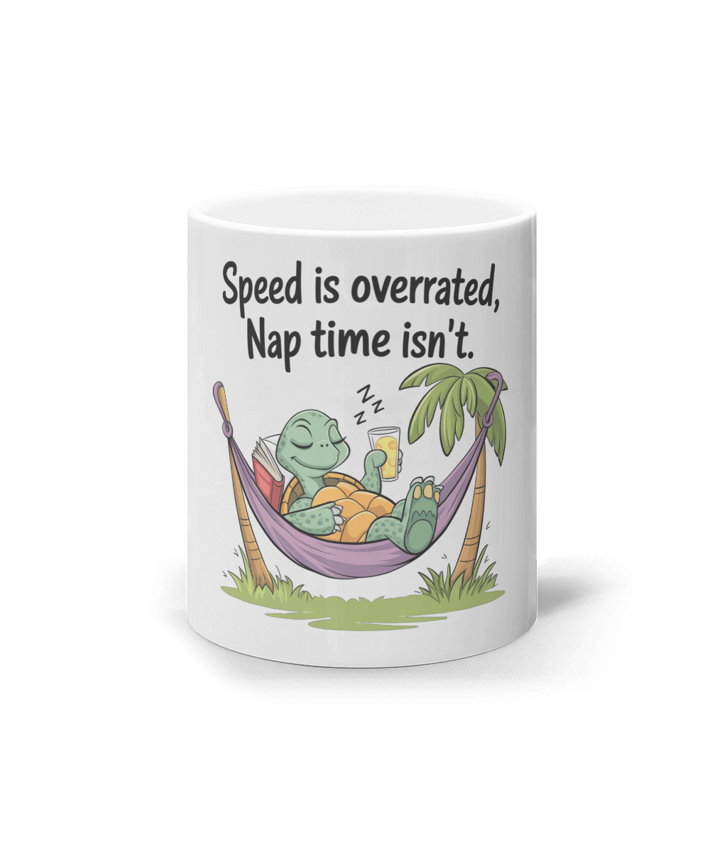 Cana ceramica cadou personalizat amuzant pentru iubitorii de somn si odihna cu simtul umorului Speed is overrated Nap time is not