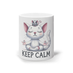 Cană ceramică albă „Keep calm”