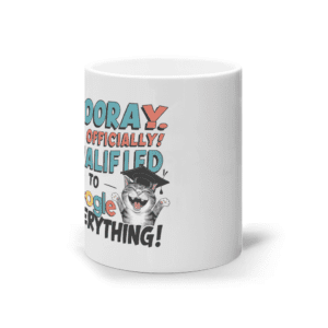 Cană ceramică albă „Officially qualified to Google everything”