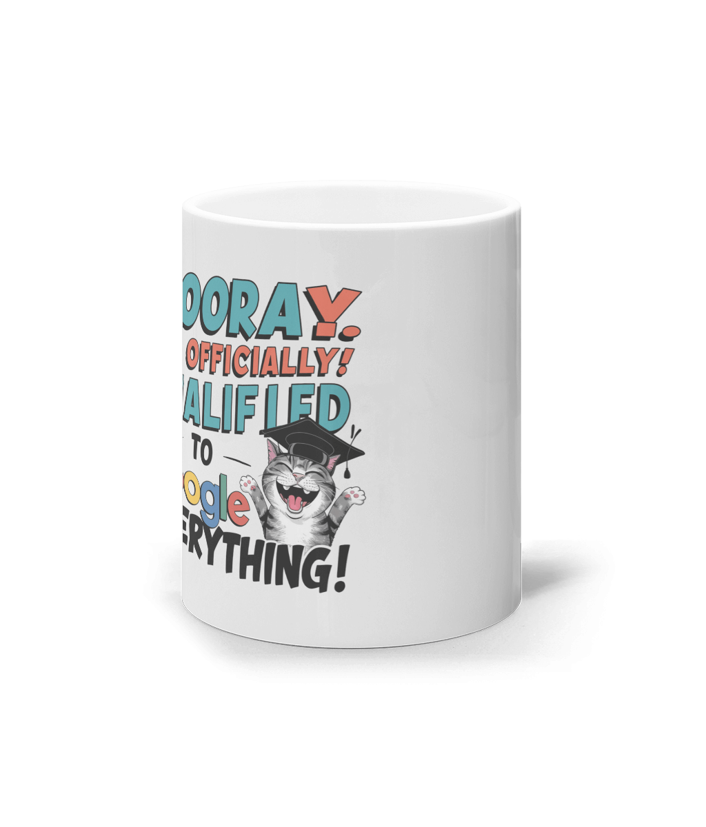 Cană ceramică albă „Officially qualified to Google everything” - imagine 2
