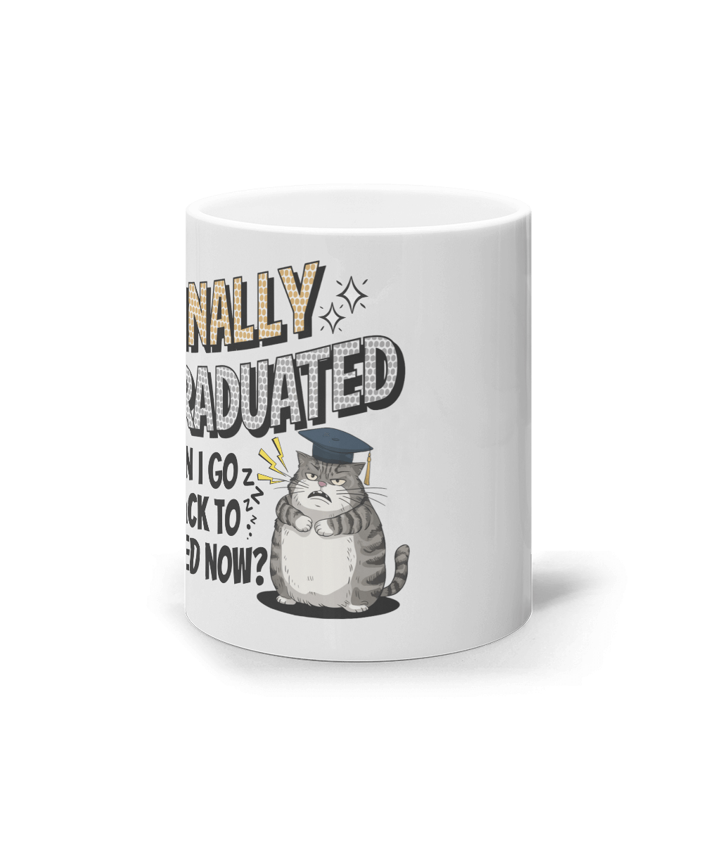 Cană ceramică albă „Finally graduated” - imagine 2