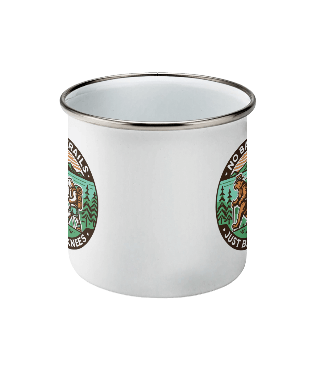 Cană emailată „No bad trails, just bad knees” - imagine 3
