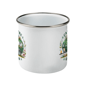 Cană emailată „Camping Queen”