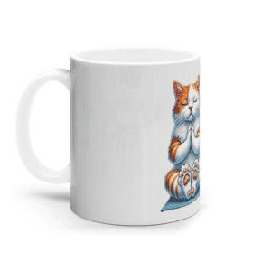 Cană ceramică albă „Paw and breathe”