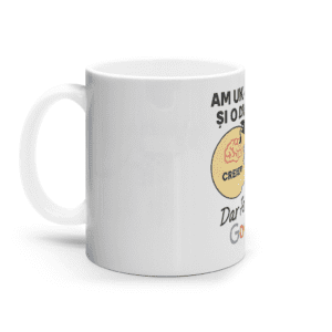 Cană ceramică albă „Creier și diplomă”