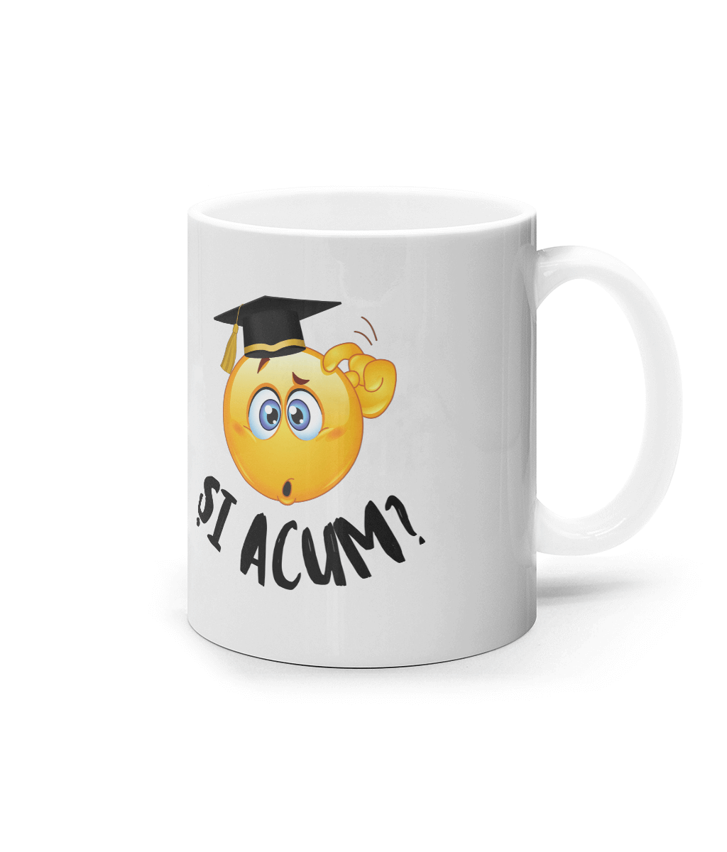 Cană ceramică albă „Și acum?” - imagine 3