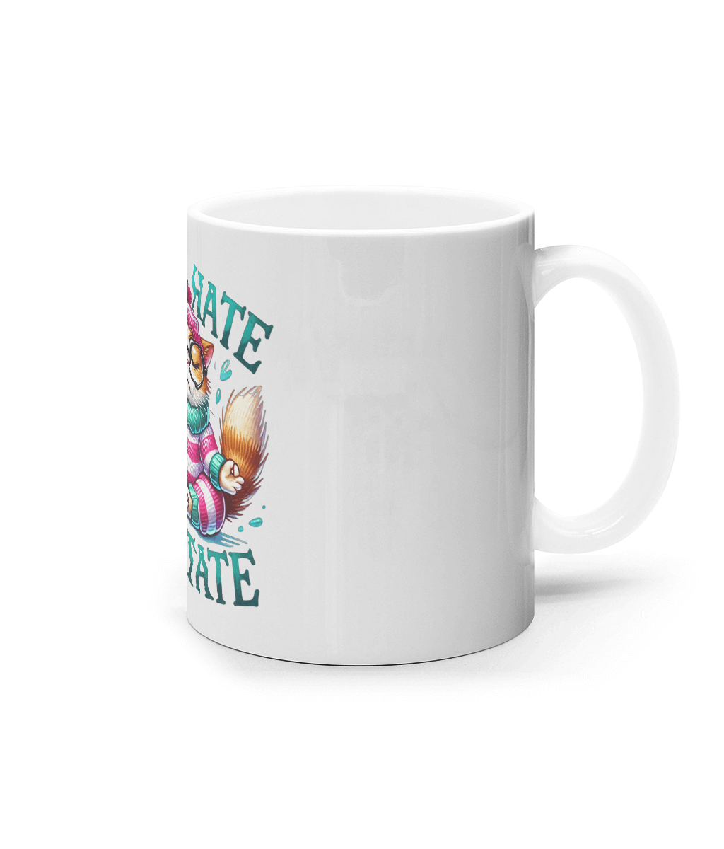 Cană ceramică albă „Don't hate. Meditate” - imagine 3