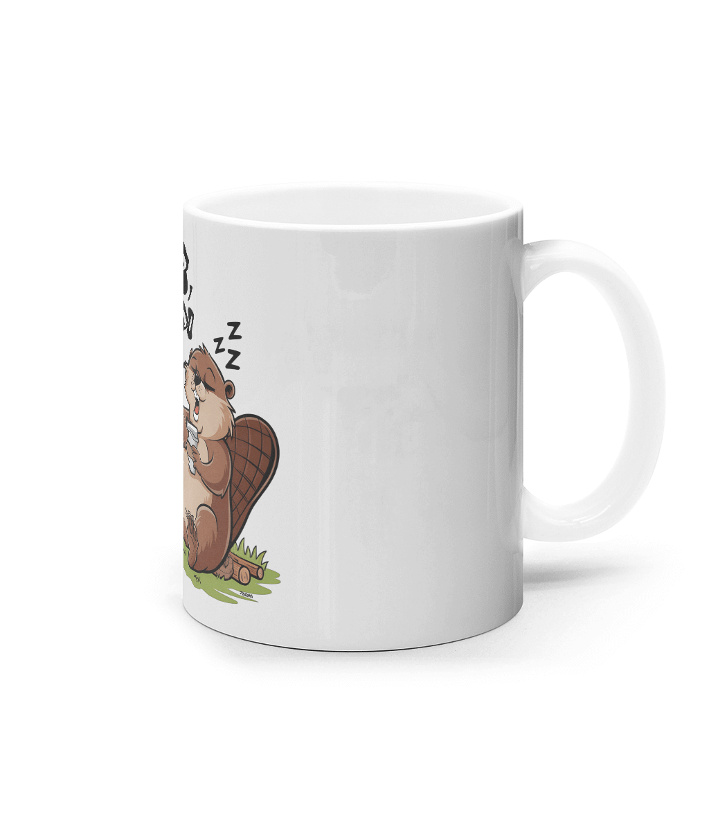 Cană ceramică albă „I wood, but I'm too tired” - imagine 3