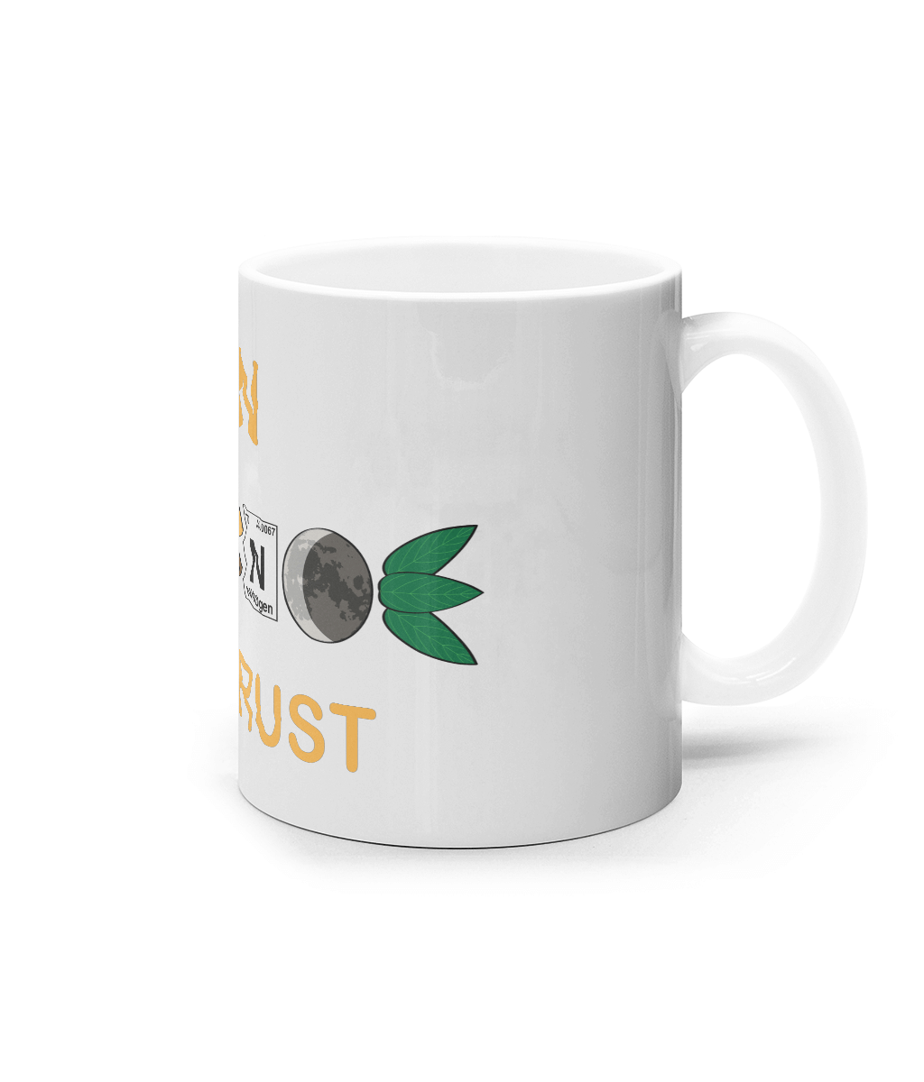 Cană ceramică albă „In science we trust” - imagine 3