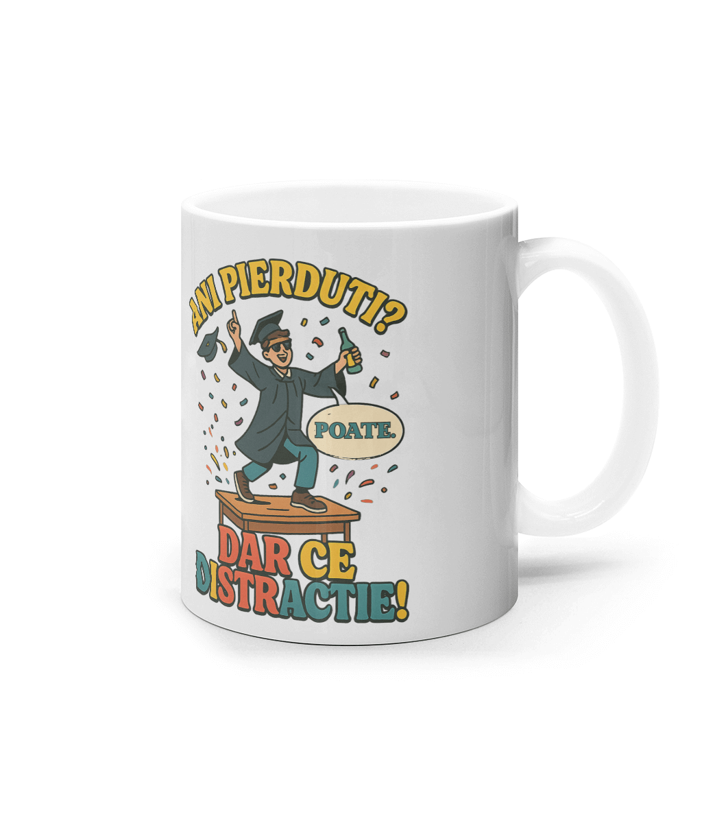 Cană ceramică albă „Ani pierduți? Poate. Dar ce distracție!” - imagine 3