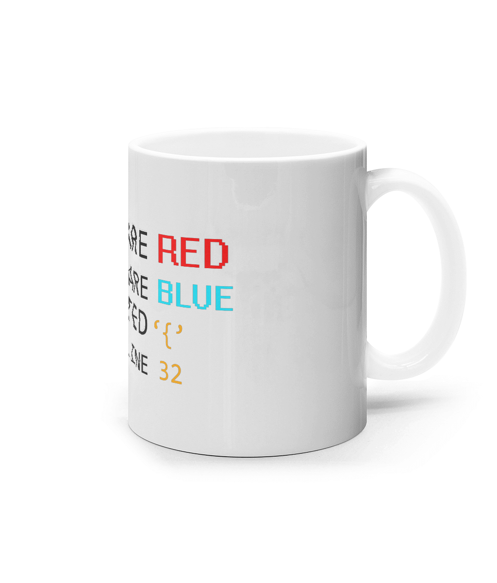 Cană ceramică albă „Roses are red, violets are blue” - imagine 2