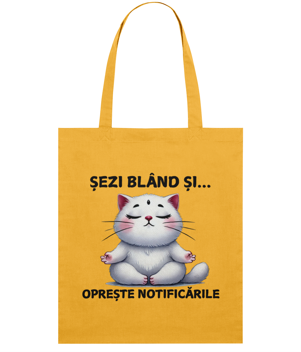 Sacoșă din bumbac „Șezi blând și oprește notificările” - imagine 3