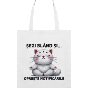 Sacoșă din bumbac „Șezi blând și oprește notificările”