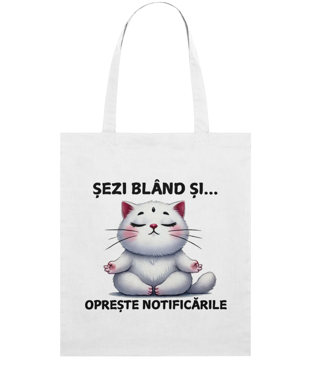 Sacoșă din bumbac „Șezi blând și oprește notificările” - imagine 2