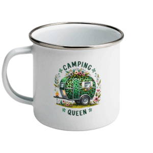 Cană emailată „Camping Queen”