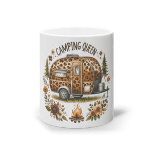 Cană ceramică albă „Camping Queen”