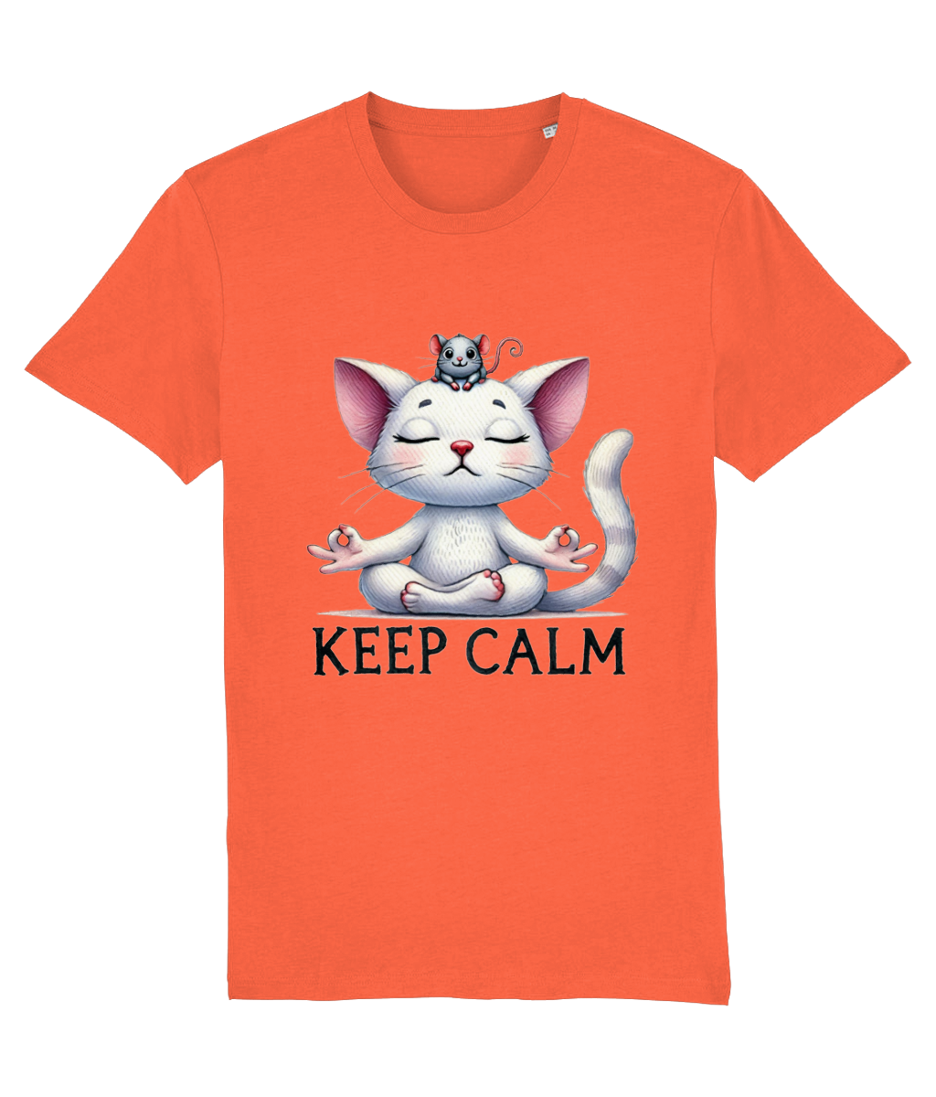 Tricou femei barbati cadou personalizat amuzant pentru iubitorii de yoga zen si pisici Keep calm